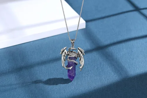 Miniatura 2 de MAIBAOTA Collar de dragón para hombres y mujeres, collar de cristal, collares geniales para hombre, joyería de dragón, collar de piedras preciosas