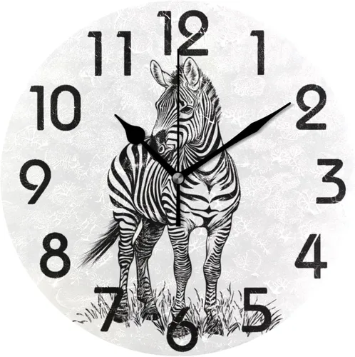 Miniatura 35 de Spring Hummingbird - Reloj de pared redondo con estampado de flores, 9.5 pulgadas, funciona con pilas, reloj de escritorio analógico silencioso