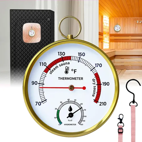 Miniatura 8 de Termómetro de sauna Fahrenheit e higrómetro, cordón mejorado montado para caja de sauna de vapor portátil, ideal