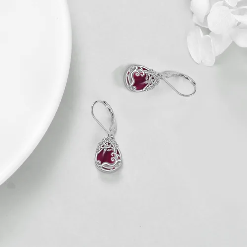 Miniatura 63 de Aretes colgantes con forma de lágrima de filigrana de piedra lunar de plata de ley 925 con cierre de palanca para mujer, regalos de joyería