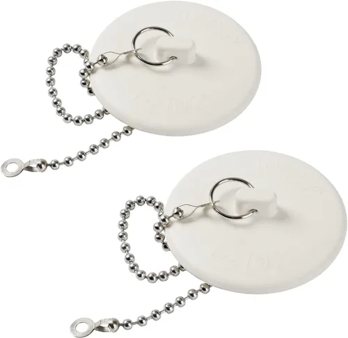 Miniatura 8 de Paquete de 2 tapones de bañera, tapones de goma para bañera con tapón de drenaje con cadena de cuentas de acero inoxidable de 15", tapón de baño