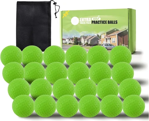 Miniatura 19 de FINGER TEN Pelotas de práctica de golf de espuma de colores, paquete de 12, 24, 50 unidades, pelota de golf ligera de vuelo limitado para interiores