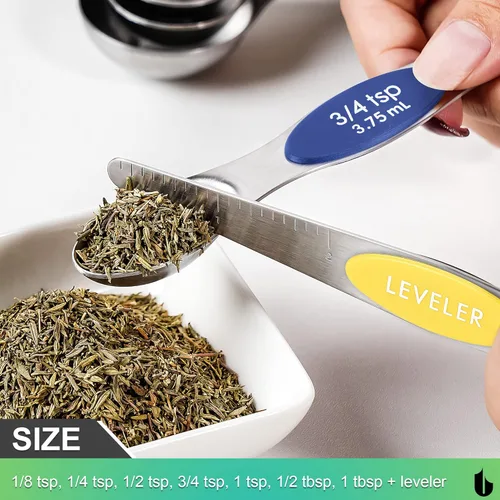 Miniatura 3 de Urbanstrive Juego de Cucharas Medidoras Magnéticas de Acero Inoxidable, de Doble Cara para Alimentos Líquidos y Secos, Juego de Tazas y Cucharas