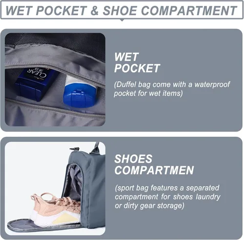 Miniatura 5 de Weekender Gym - Bolsas de lona para mujer con neceser, A-haze Azul