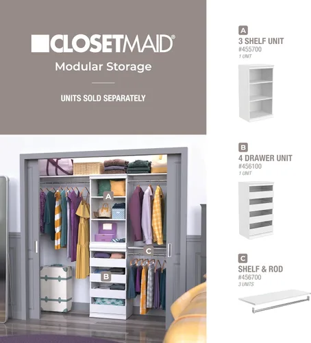 Miniatura 19 de ClosetMaid - Unidad de almacenamiento modular apilable de 3 estantes, color arena