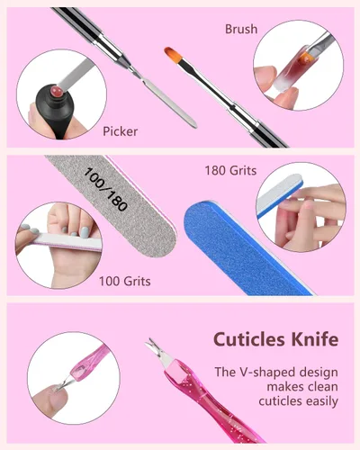 Miniatura 7 de MORGLES - 144 formas de uñas, 2 tamaños de gel de extensión de polietileno de doble forma, extensión de uñas de ataúd con moldes en forma de aguja