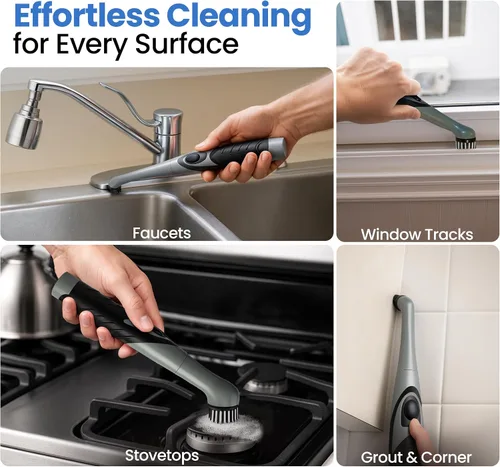 Miniatura 7 de BEEST GroutCare 10000 - Cepillo de limpieza eléctrico giratorio para baño con 2 cabezales reemplazables, IPX6 resistente al agua, cepillo