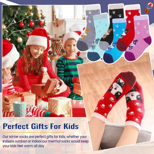 Miniatura 41 de Eocom 6 pares de calcetines de invierno cálidos de lana para niños y niñas