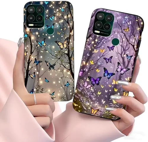 Miniatura 10 de Paquete de 2 fundas elegantes con purpurina de mariposa para Moto G Stylus 5G 2021, delgada y suave TPU de lujo, a prueba de golpes, para adultos