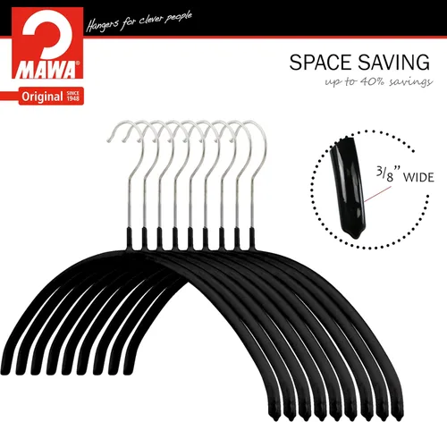 Miniatura 3 de Mawa by Reston Lloyd Euro Narrow - Juego de 10 perchas para ropa, color negro