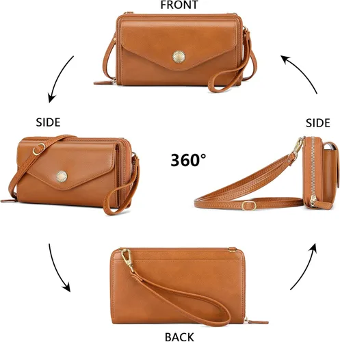 Miniatura 2 de Peacocktion Cartera para mujer con RFID, cartera cruzada de gran capacidad, 2 correas