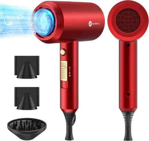 Miniatura 11 de Slopehill Secador de pelo iónico profesional, potente secadora de bajo ruido de secado rápido de 1800 W con 2 boquillas concentradoras, 1 accesorios