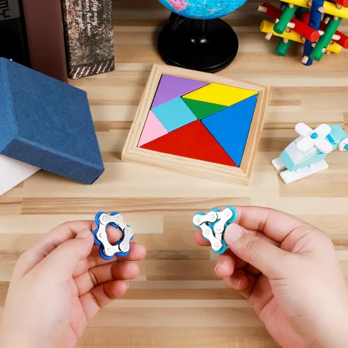 Miniatura 6 de Sumind 2 piezas de cadena de bicicleta Fidget cadena de rodillo Fidget con seis flippy novedosos alivio del estrés para adultos Ansiedad Autismo