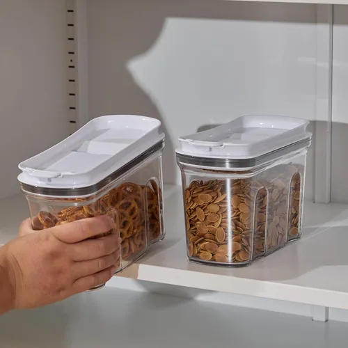 Miniatura 2 de Juego de dispensador de alimentos, recipiente hermético de almacenamiento de alimentos con tapa 1.5L, 2 piezas, recipientes de despensa de plástico