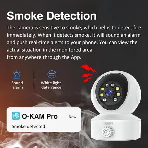 Miniatura 3 de EVERSECU Cámara de seguridad para el hogar con detección de humo y gas con alarma de sonido y alerta en tiempo real, seguimiento automático