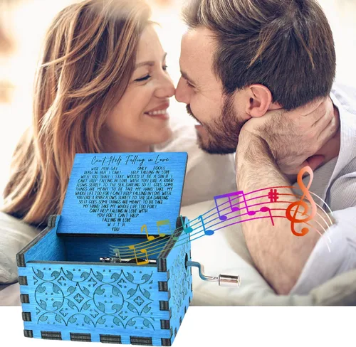 Miniatura 6 de byykit Can't Help Falling in Love Caja de Música de Madera, Cajas Musicales Antiguas Grabadas para Ser Querido, Caja de Música de Madera - Regalos