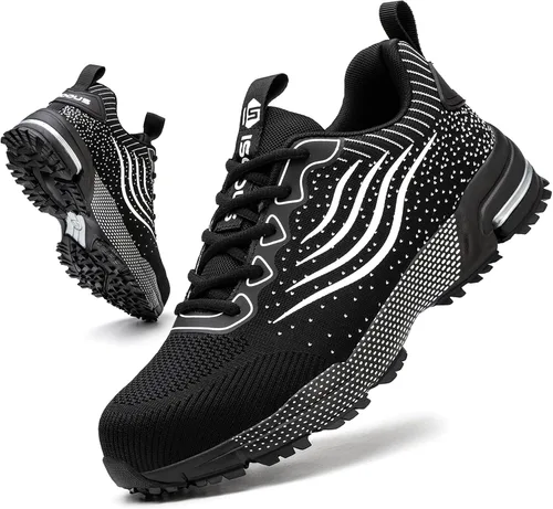 Zapatos de punta de acero para hombres y mujeres, zapatos de seguridad ligeros, cómodos, con puntera de acero, zapatos de trabajo indestructibles