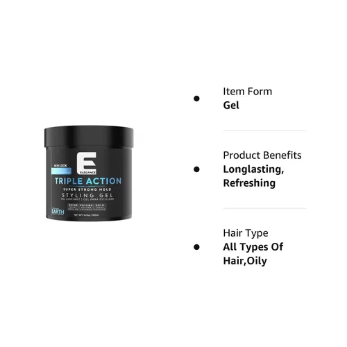 Miniatura 5 de E Elegance Earth Fragrance Gel para el cabello de triple acción para hombres y mujeres - Sujeción súper fuerte, volumen extremo y brillo de larga