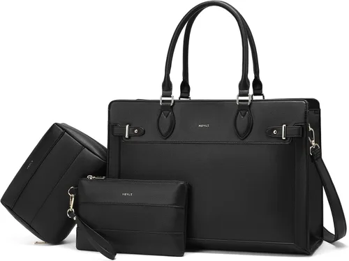 Miniatura 7 de Keyli Set de 3 piezas de bolso tote para laptop para mujeres, de 15.6 pulgadas, bolsos de trabajo, bolso de negocios para computadora, bolso
