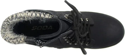 Miniatura 3 de Soda Botines de combate con suela de lengüeta única con cordones y cremallera lateral