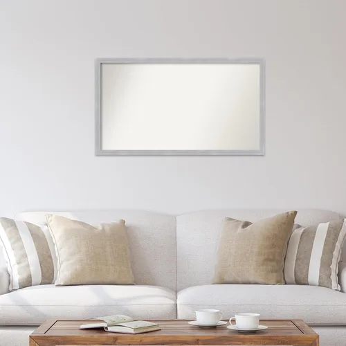Miniatura 4 de Amanti Art Silver Bathroom Mirror for Over Sink, 23x40 Custom Made Grace Brushed Nickel Narrow Rectangle Vanity Mirror, Large Modern Wood Frame