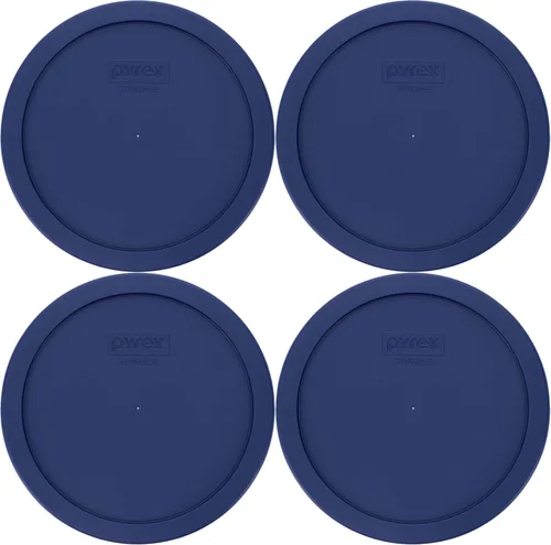Pyrex 7402-PC 6/7-Cup Tapas de repuesto azules para almacenamiento de alimentos (paquete de 4) - Fabricado en Estados Unidos