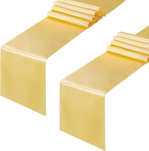 Miniatura 22 de Horbaunal - Juego de 12 caminos de mesa de satén azul claro de 12 x 108 pulgadas, caminos de mesa suaves para bodas, banquetes, fiestas de cumpleaños