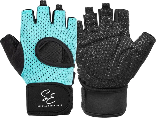 Miniatura 8 de Special Essentials Guantes de entrenamiento para hombres y mujeres, guantes de levantamiento de pesas sin dedos con acolchado antideslizante