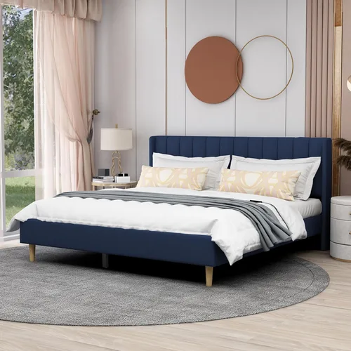 Miniatura 28 de AGARTT Marco de Cama Plataforma Tapizada Tamaño Queen con Cabecero y Pie de Cama/Soporte de Listones de Madera/No Necesita Somier/Fácil Montaje