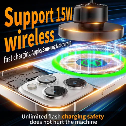 Miniatura 4 de Cargador magnético de montaje en coche inalámbrico, carga rápida de 15 W, soporte magnético para teléfono celular 2 en 1, se pega en el parabrisas