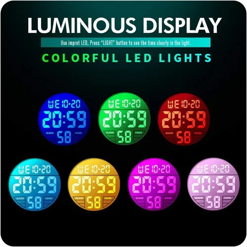 Miniatura 7 de Dayllon Reloj digital para niños, deportes al aire libre, 164.0 ft, impermeable, relojes electrónicos, despertador, 1224 H, cronómetro, calendario