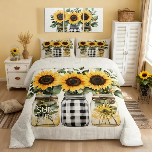 Miniatura 15 de Castle Fairy Daisy Florals Comforter Set Twin Size,Hippie Flowers Bedding Set,Kids Boys Adults Bedroom Decor,70s Retro Floral Super Soft Duvet