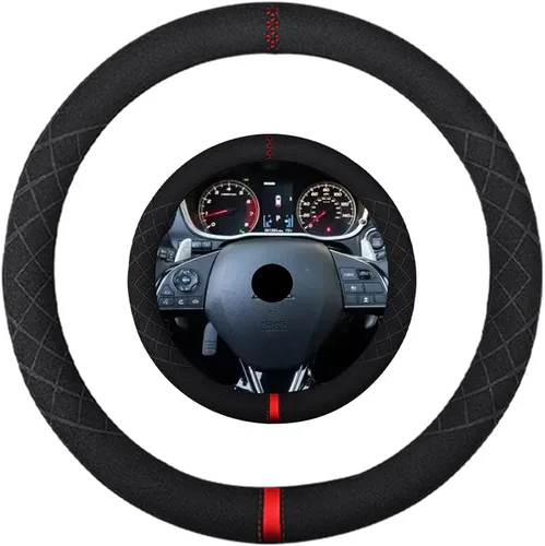 Miniatura 52 de Funda de volante de ante K LAKEY, compatible con Dodge Avenger Grand Caravan Challenger Charger, cubierta de volante deportiva antideslizante