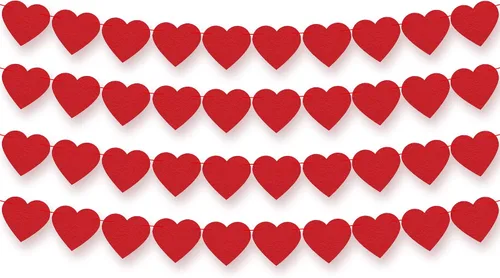 Miniatura 11 de KatchOn, Guirnalda de corazones de fieltro con estampado rojo – 10 pies, sin bricolaje Decoraciones del día de San Valentín Decoración