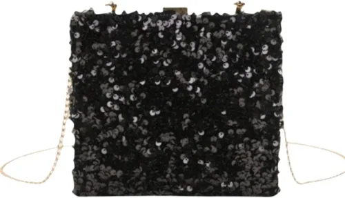 IAMUHI Pequeño bolso de mano de lentejuelas con asa superior, bolso de noche, mini bolso cruzado cuadrado de hombro