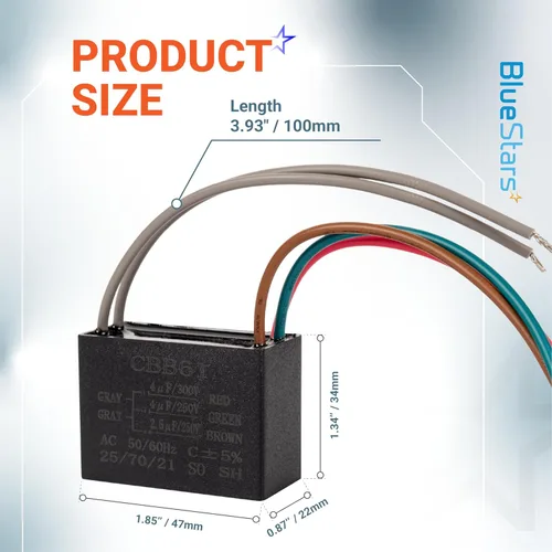 Miniatura 3 de BlueStars - Condensador de ventilador de techo CBB61 4uf+4uf+2.5uf de 5 cables, 250 V/300 V CA, paquete de 1, repuesto para ventilador de techo