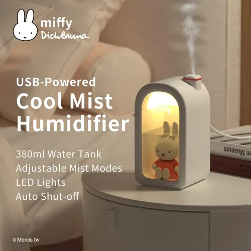 Miniatura 2 de Mipow X Miffy Humidificador de niebla fría - Humidificador ultrasónico silencioso, mini y lindo con luz nocturna para dormitorio/guardería de Rosa