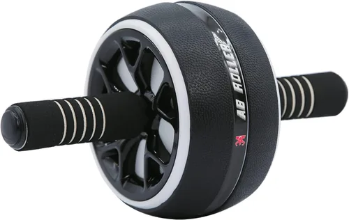 Miniatura 7 de Rodillo de rueda AB, rueda abdominal de ejercicio para gimnasio y hogar, equipo de entrenamiento de fuerza con rodillera, 12 pulgadas de ancho Negro