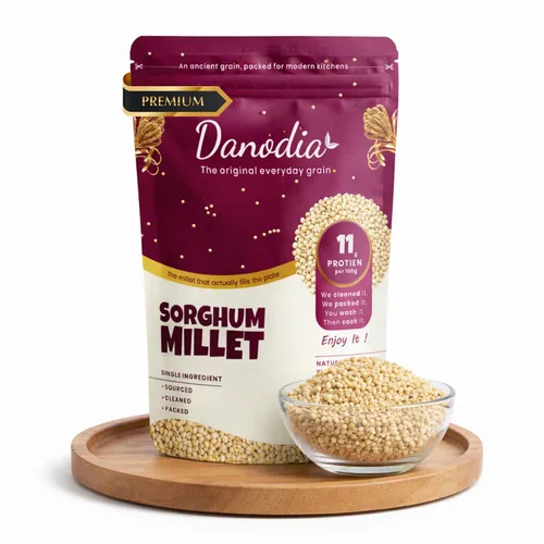 Danodia Foods Grano de mijo de sorgo, 33.51 oz / 2 libras | Grano de sorgo blanco Jowar, mijo de grano entero, grano sin gluten para cocinar,