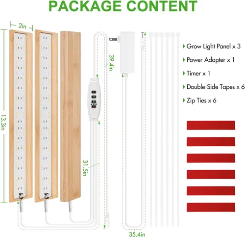 Miniatura 7 de FOXGARDEN Luz de cultivo para plantas de interior de espectro completo, tira de luz de bambú para cultivo en interiores, lámpara de cultivo de 288