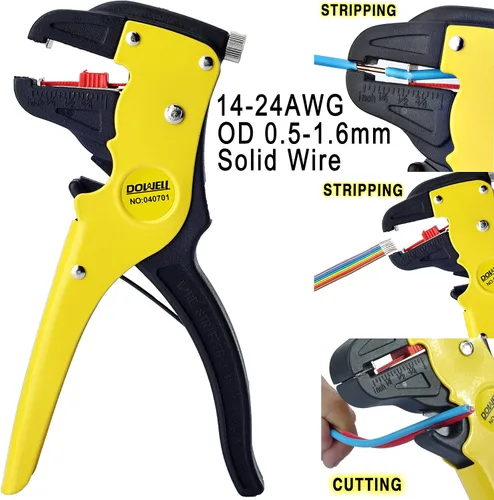 Miniatura 2 de DOWELL Herramienta pelacables Cortador de pelacables 14-24AWG para reparación automotriz eléctrica de alambre de cinta plana HY040701N