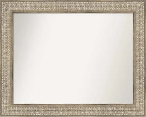 Miniatura 158 de Amanti Art Espejo de baño plateado para sobre fregadero, 26 x 26 pulgadas, espejo cuadrado de níquel pulido, marco de madera tradicional mediano, se