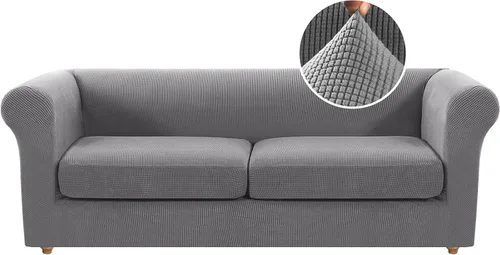 Miniatura 52 de Funda para silla Chesterfield de 2 piezas para sofá de 1 cojín, fundas para silla de brazo alto, 1 asiento, alta elasticidad, lavable, protector