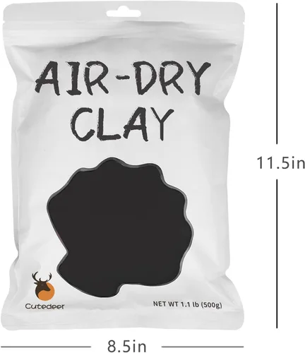 Miniatura 5 de Cutedeer Black Air Dry Arcilla, arcilla de modelado de espuma de 1.1 libras, moldeo blando suave para niños y adultos, suministros de limo para Gris