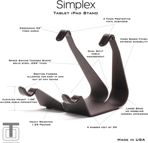 Miniatura 3 de Thought Out Simplex Steel Stand Negro - Fabricado en Estados Unidos - Compatible con Apple iPad