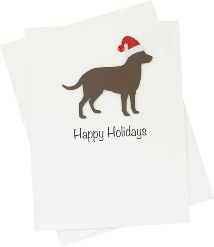 Miniatura 18 de Black Doodle Bernedoodle - Tarjetas de Navidad (10 unidades), hechas a mano, base blanca, perro con sombrero de Papá Noel Negro