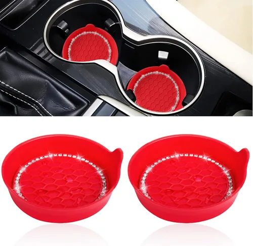 Miniatura 13 de Portavasos universal para automóvil, accesorio interior de automóvil con diamantes de imitación brillantes, color azul, paquete de 4