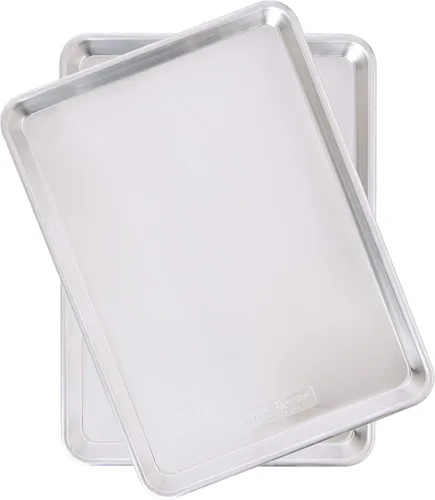 Miniatura 5 de Nordic Ware Naturals - Bandeja para hornear grande, paquete de 2, media hoja comercial de aluminio plateado y natural, paquete de 2, color plateado