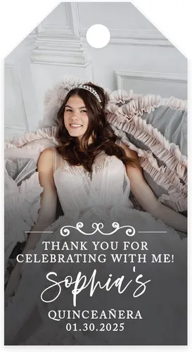 Andaz Press Paquete de 40 etiquetas de recuerdo de quinceañera personalizadas con cuerda, etiquetas de regalo clásicas de agradecimiento por
