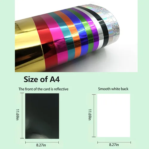 Miniatura 2 de TGXRZX Papel de cartulina negro metálico, tamaño 8" x 11" (250gsm), 15 piezas, tablero de lámina dorada con acabado espejo para manualidades
